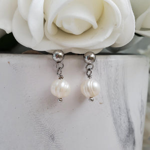 Handmade fresh water pearl dangling stud earrings - Fresh Water Pearl Jewelry Set - Jewelry Sets