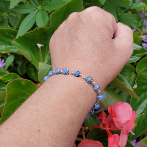 Handmade pave crystal rhinestone link bracelet. - blue or custom color - Crystal Bracelet - Bracelets