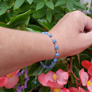Handmade pave crystal rhinestone link bracelet. - blue or custom color - Crystal Bracelet - Bracelets