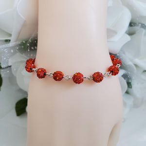 Handmade pave crystal rhinestone link bracelet. - hyacinth or custom color - Crystal Bracelet - Bracelets - Rhinestone Bracelet