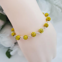 Load image into Gallery viewer, Handmade pave crystal rhinestone link bracelet. - citrine (yellow) or custom color - Crystal Bracelet - Bracelets - Rhinestone Bracelet