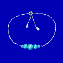 Load image into Gallery viewer, 18K Bracelet - Pearl Bracelet - Bracelets - handmade 18k pearl bar expandable bracelet, aquamarine blue or custom color