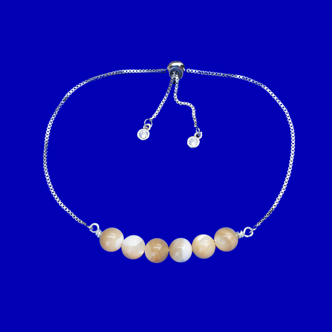 Pearl Bracelet - 18K Bracelet - Bracelets - handmade mother of pearl 18k bar bracelet, shades of beige