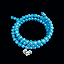 Load image into Gallery viewer, Special Mother Expandable Multi-Layer Wrap Pearl Charm Bracelet, aquamarine blue or custom color