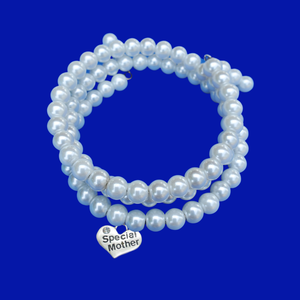 Special Mother Expandable Multi-Layer Wrap Pearl Charm Bracelet, white or custom color