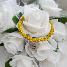 Load image into Gallery viewer, Handmade flower girl pave crystal rhinestone charm bracelet - citrine (yellow) or custom color - Maid of Honor Bracelet - Bridal Gifts - Bridal Bracelet