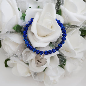 Handmade flower girl pave crystal rhinestone charm bracelet - capri blue or custom color - Bridesmaid Jewelry - Bridesmaid Gift Ideas