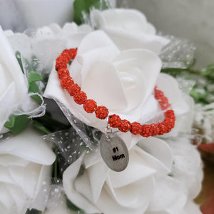 Handmade #1 mom pave crystal rhinestone charm bracelet - hyacinth or custom color - Mum Charm Bracelet - Mum Bracelet - Mum Gift