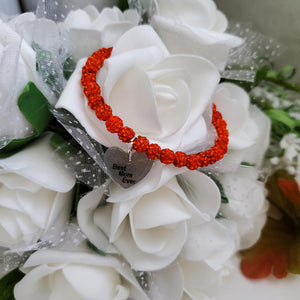 Handmade best mom ever pave crystal rhinestone charm bracelet - hyacinth or custom color - Mum Charm Bracelet - Mum Bracelet - Mum Gift