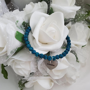 Handmade grandma pave crystal rhinestone charm bracelet - blue zircon or custom color - Granny Gift - Granny Present - Gifts For Your Granny