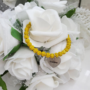 Handmade grandma pave crystal rhinestone charm bracelet - citrine (yellow) or custom color - Granny Gift - Granny Present - Gifts For Your Granny