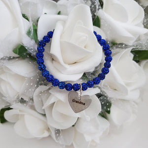 Handmade grandma pave crystal rhinestone charm bracelet - capri blue or custom color - Granny Gift - Granny Present - Gifts For Your Granny