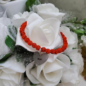 Handmade mom pave crystal rhinestone charm bracelet - hyacinth or custom color - Mum Charm Bracelet - Mum Bracelet - Mum Gift