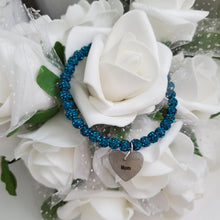 Load image into Gallery viewer, Handmade mom pave crystal rhinestone charm bracelet - blue zircon or custom color - Mum Charm Bracelet - Mum Bracelet - Mum Gift