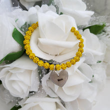 Load image into Gallery viewer, Handmade mom pave crystal rhinestone charm bracelet - citrine (yellow) or custom color - Mum Charm Bracelet - Mum Bracelet - Mum Gift