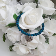 Load image into Gallery viewer, Handmade pave crystal rhinestone mother for life charm bracelet - blue zircon or custom color - Mother Charm Bracelet - Mother Bracelet - Mom Gift