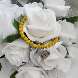 Handmade pave crystal rhinestone mother for life charm bracelet - citrine (yellow) or custom color - Mother Charm Bracelet - Mother Bracelet - Mom Gift