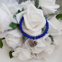 Load image into Gallery viewer, Handmade pave crystal rhinestone mother for life charm bracelet - capri blue or custom color - Mother Charm Bracelet - Mother Bracelet - Mom Gift