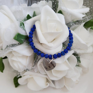 Handmade pave crystal rhinestone mother for life charm bracelet - capri blue or custom color - Mother Charm Bracelet - Mother Bracelet - Mom Gift