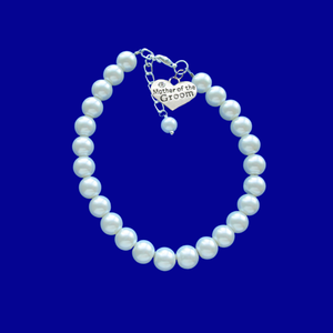 mother of the groom pearl charm bracelet - white or custom color - Mother of the Groom Bracelet - Bridal Gifts