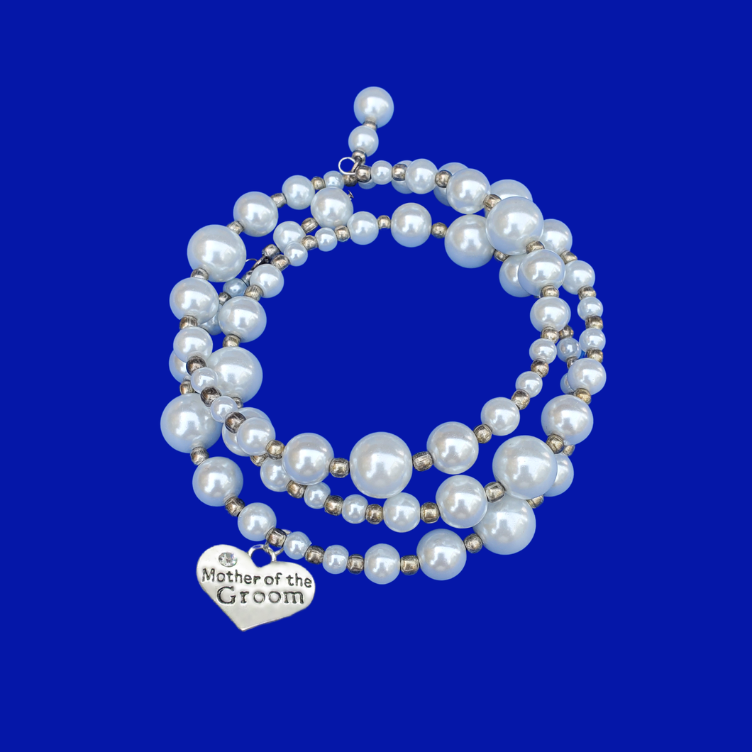 Mother of the Groom Multi-Layer Expandable Wrap Pearl Charm Bracelet