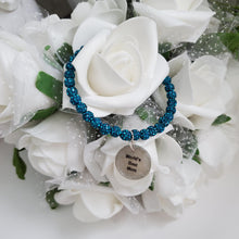 Load image into Gallery viewer, Handmade world&#39;s best mom pave crystal rhinestone charm bracelet - blue zircon or custom color - Mum Charm Bracelet - Mum Bracelet - Mum Gift