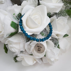 Handmade World's Best Mom Pave Crystal Rhinestone Charm Bracelet - blue zircon or custom color - Special Mother Bracelet - Mother Bracelet - Mother Gift