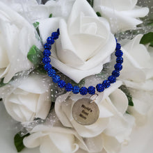 Load image into Gallery viewer, Handmade World&#39;s Best Mom Pave Crystal Rhinestone Charm Bracelet - capri blue or custom color - Special Mother Bracelet - Mother Bracelet - Mother Gift
