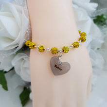 Load image into Gallery viewer, Handmade nanna pave crystal rhinestone charm bracelet - citrine or custom color - Grand Mother Gift - New Grandmother Gift Ideas