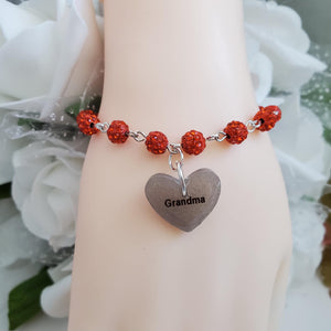 Handmade grandma pave crystal rhinestone charm bracelet - hyacinth or custom color - Grand Mother Gift - New Grandmother Gift Ideas