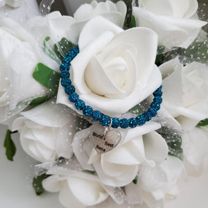 Handmade World's Best Nana Pave Crystal Rhinestone Charm Bracelet - blue zircon or custom color - Nana Charm Bracelet - Nana Bracelet - Nana Gift