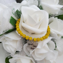 Load image into Gallery viewer, Handmade World&#39;s Best Nana Pave Crystal Rhinestone Charm Bracelet - citrine (yellow) or custom color - Nana Charm Bracelet - Nana Bracelet - Nana Gift