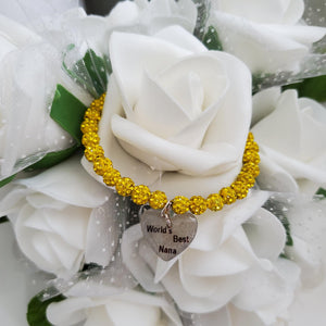 Handmade World's Best Nana Pave Crystal Rhinestone Charm Bracelet - citrine (yellow) or custom color - Nana Charm Bracelet - Nana Bracelet - Nana Gift