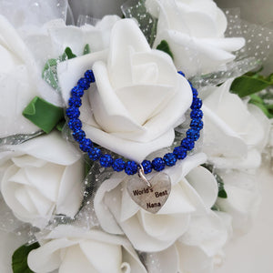 Handmade World's Best Nana Pave Crystal Rhinestone Charm Bracelet - capri blue or custom color - Nana Charm Bracelet - Nana Bracelet - Nana Gift