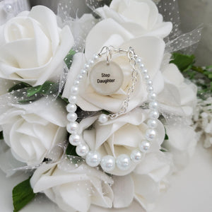 Handmade daughter pearl charm bracelet, white or custom color - Daughter Gift - Gifts For My Daughter