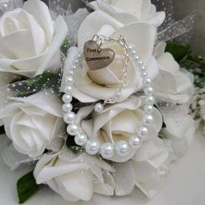 Handmade pearl first communion charm bracelet - white or custom color - Angel Bracelet - Handmade Bracelet - Bracelets