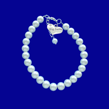 Load image into Gallery viewer, Big Sister Jewelry - Sister Gift - Big Sister Gift, handmade big sister pearl charm bracelet, white or custom color