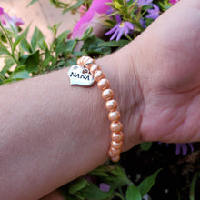Load image into Gallery viewer, Handmade nana pearl charm bracelet, powder orange or custom color - Nana Bracelet - Nana Jewelry - Grand Mother Gift