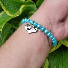 Load image into Gallery viewer, Handmade nana pearl charm bracelet, aquamarine blue or custom color - Nana Bracelet - Nana Jewelry - Grand Mother Gift