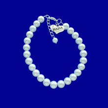 Load image into Gallery viewer, handmade nana pearl charm bracelet, white or custom color - Nana Bracelet - Nana Jewelry - Grand Mother Gift