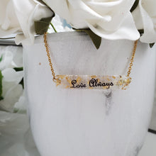 Load image into Gallery viewer, Handmade name bar necklace with gold leaf preserved in resin. - Love Always - Name Pendant - Necklaces - Bar Necklace