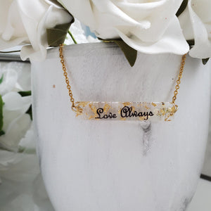 Handmade name bar necklace with gold leaf preserved in resin. - Love Always - Name Pendant - Necklaces - Bar Necklace