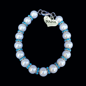 Nana Pearl and Crystal Rhinestone Charm Bracelet