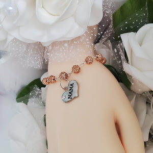 Handmade nana pave crystal rhinestone charm bracelet - champagne or custom color - Grand Mother Gift - New Grandmother Gift Ideas