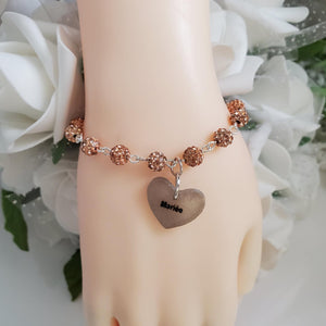 Handmade Maid of Honor pave crystal rhinestone charm bracelet - champagne or custom color - Maid of Honor Bracelet - Bridal Gifts - Bridal Bracelet