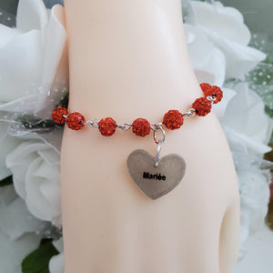 Handmade Bridesmaid pave crystal rhinestone link charm bracelet - hyacinth or custom color - Bridesmaid Gift Ideas - Bridesmaid Gift