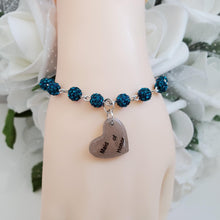Load image into Gallery viewer, Handmade maid of honor pave crystal rhinestone link charm bracelet - blue zircon or custom color - Bride Jewelry - Bridal Party Gifts - Bride Gift
