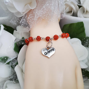 Handmade granny pave crystal rhinestone charm bracelet - hyacinth or custom color - Grand Mother Gift - New Grandmother Gift Ideas