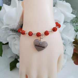 Handmade bridesmaid pave crystal rhinestone charm bracelet - hyacinth or custom color - Maid of Honor Bracelet - Bridal Gifts - Bridal Bracelet