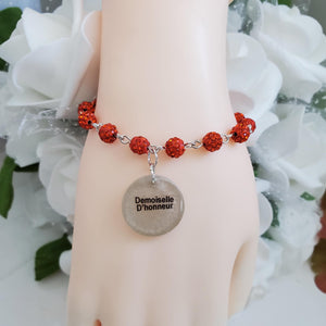 Handmade bride pave crystal rhinestone link charm bracelet - hyacinth or custom color - Bride Jewelry - Bridal Party Gifts - Bride Gift